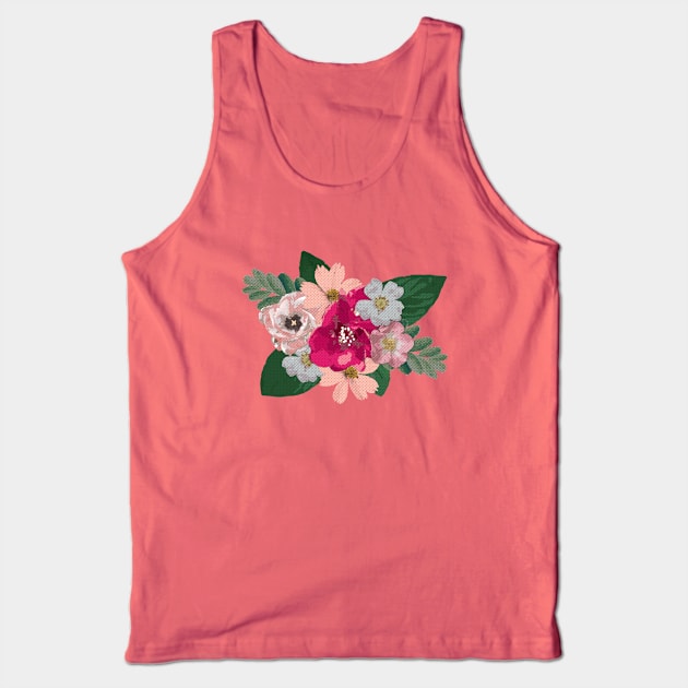 Cross Stitch Floral Cascade Tank Top by MerryMakewell